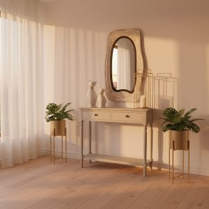 Conjunto 2 vasos em metal dourado