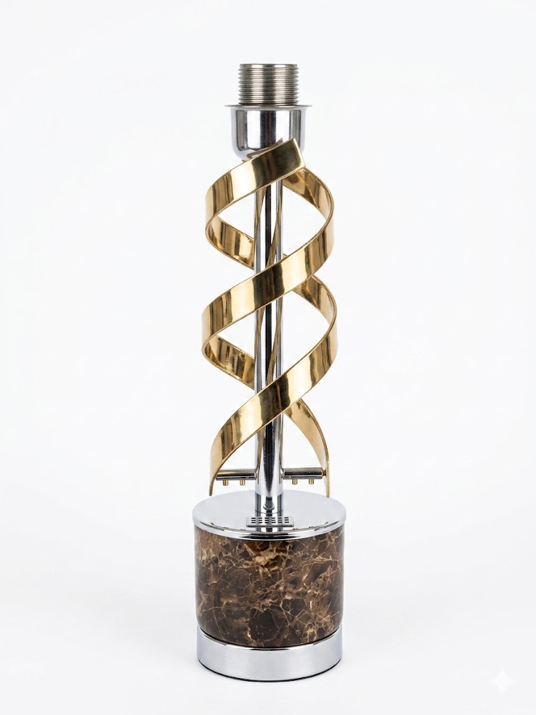 Candeeiro de Mesa com Base de Mármore e Design em Espiral