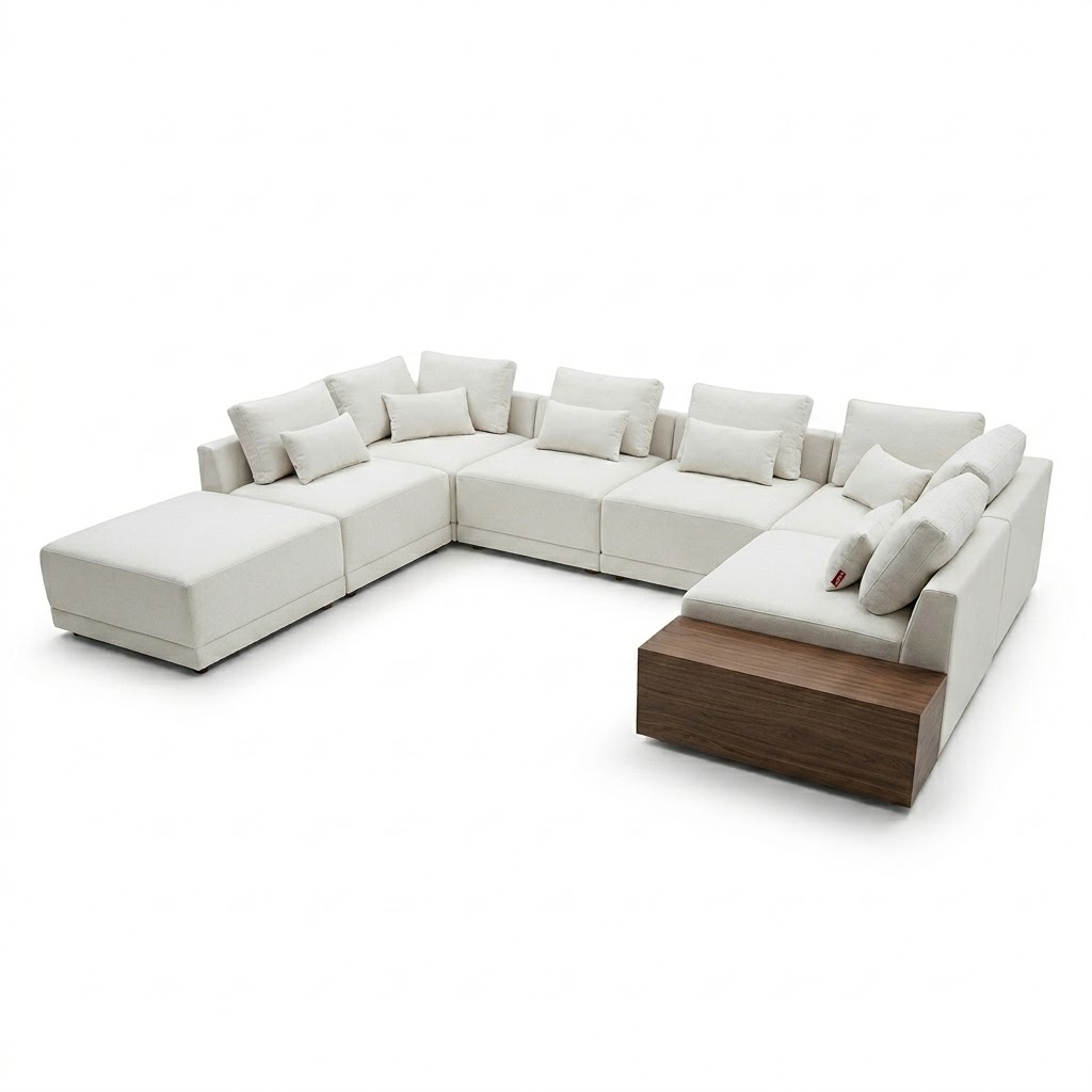 Sofá Modular em U com Mesa de Apoio