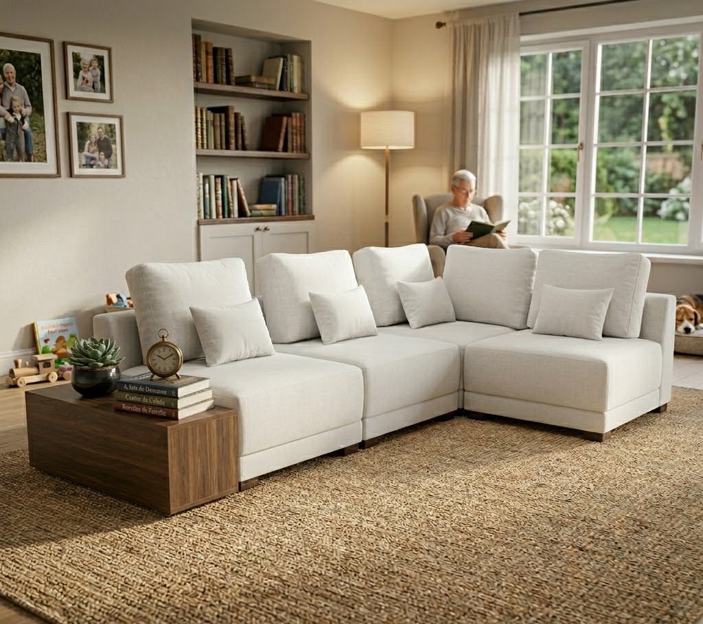 Sofá Modular com Mesa de Apoio