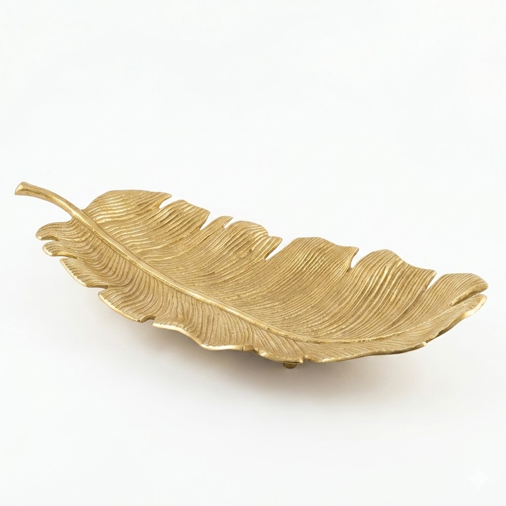 Pena Decorativa em Dourado Envelhecido