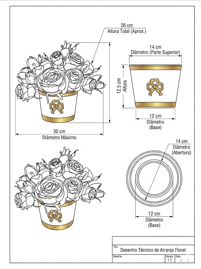 Arranjo de rosas vintage em vaso