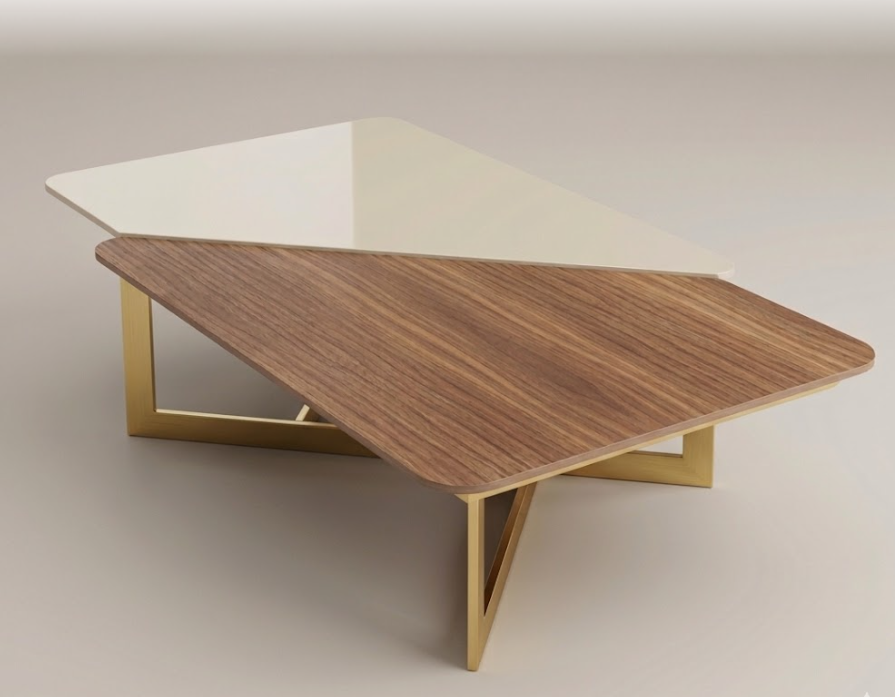 Mesa de Centro Momentum com inox dourado