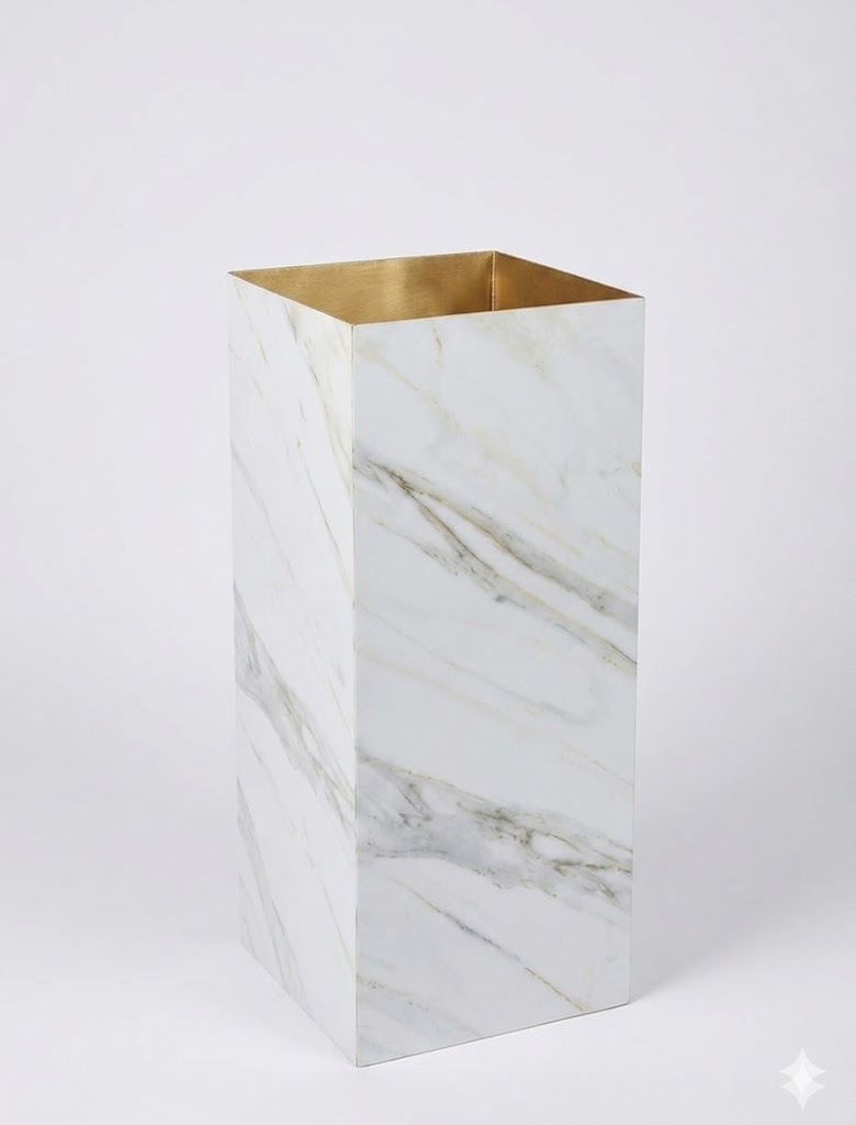 Vaso Premium em Mármore e Ouro