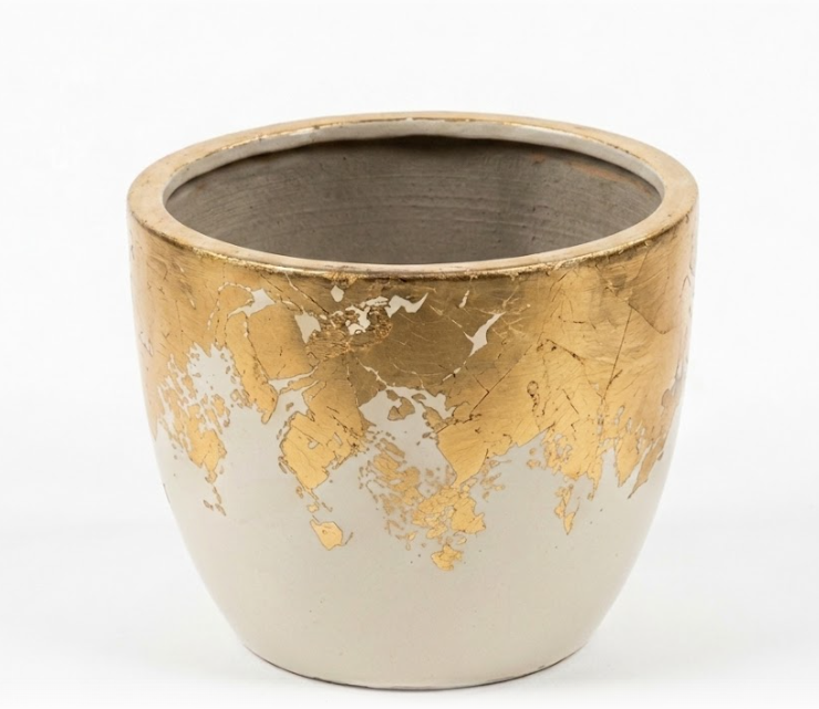 Vaso branco e dourado