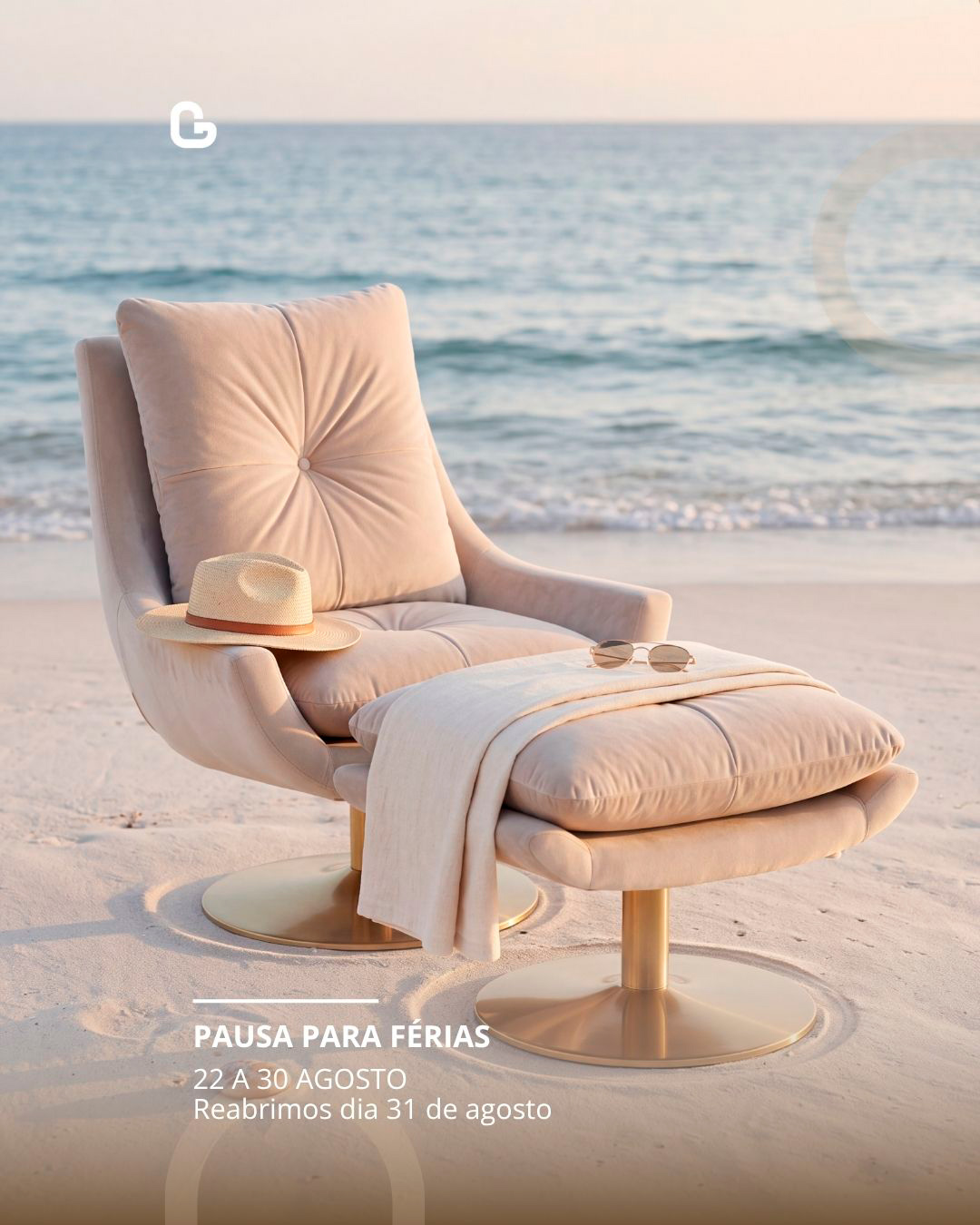 Informação de férias da Giestas Mobiliário
